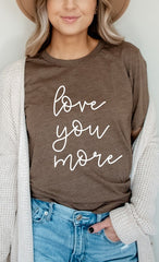Women Plus Cursive Love You More Valentines Graphic Tee Zarnesh