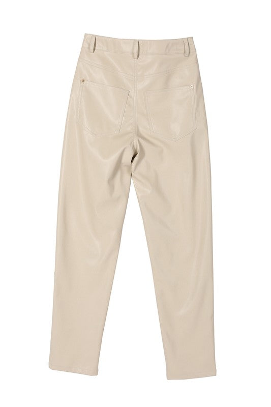 Women Solid Pattern Unlined But Opaque Vegan Leather Pants Zarnesh