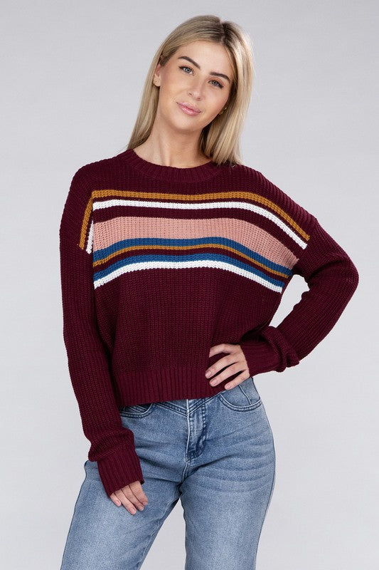 Women Everyday Wear Striped Pullover Sweater | Zarnesh