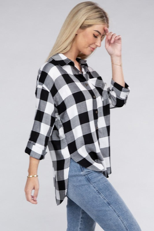 Women Classic Plaid Flannel Shirt | Zarnesh