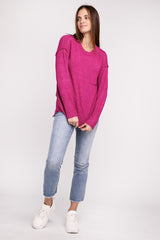 Women Melange Hi-Low Hem Round Neck Sweater | Zarnesh