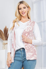 Women Pink Leopard Print Hoodie Vest | Zarnesh
