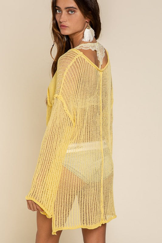 Loose Fit See-through Boat Neck Sweater zarnesh.com