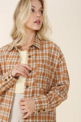 Women Autumn Beige Plaid Shirts | Zarnesh