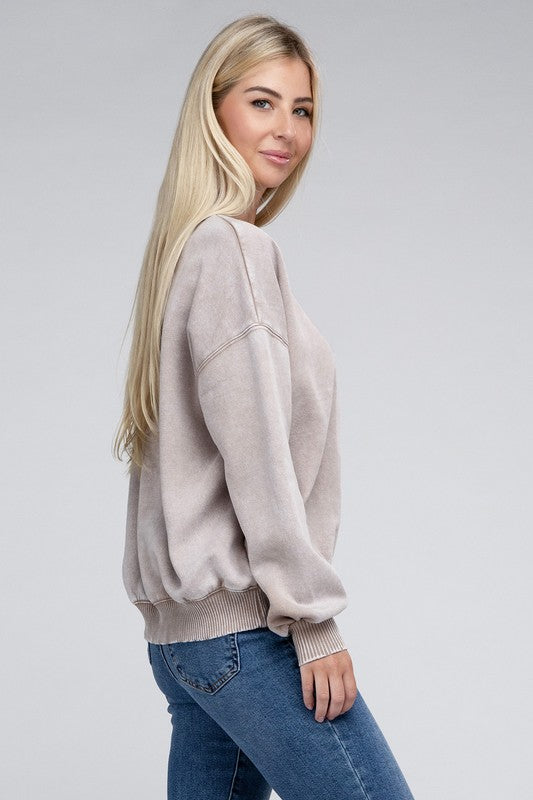 Women's Acid Wash Fleece Oversized Pullover | Zarnesh