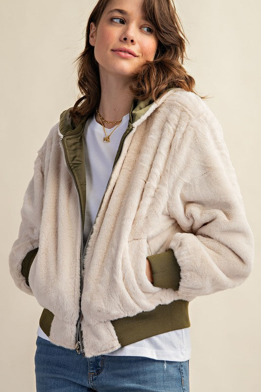 Women Reversible All-Weather Fur-Lined Bomber Jacket | Zarnesh