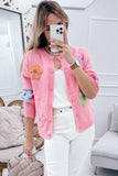 Women Knitted Floral Pattern Button Up Cardigan | Zarnesh