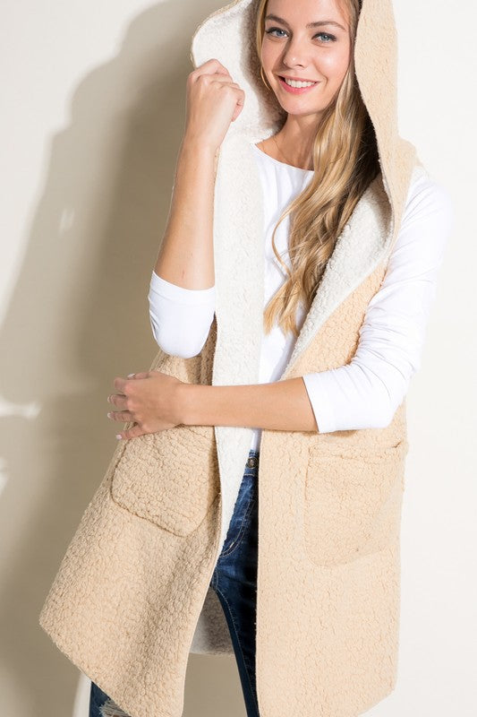 Women Plus Sherpa Long Vest | Zarnesh