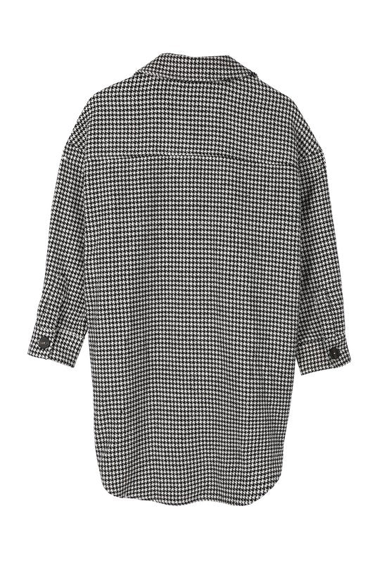 Women Houndstooth Long Shacket | Zarnesh