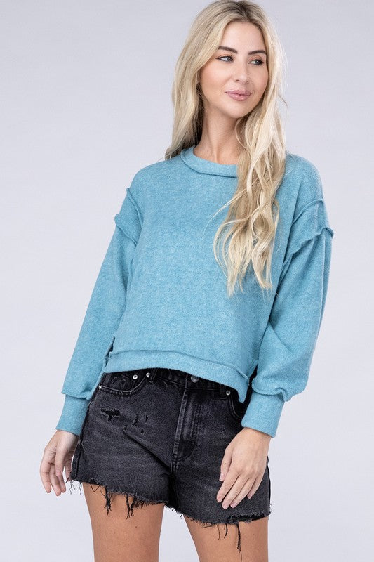 Women Brushed Melange Hacci Oversized Sweater | Zarnesh