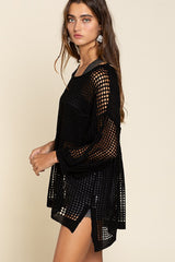 women Oversized Fit See-through Pullover Sweater zarnesh.com