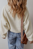 Women Fleece Placket Turn Down Collar Drop Shoulder Sweatshirt Zarnesh