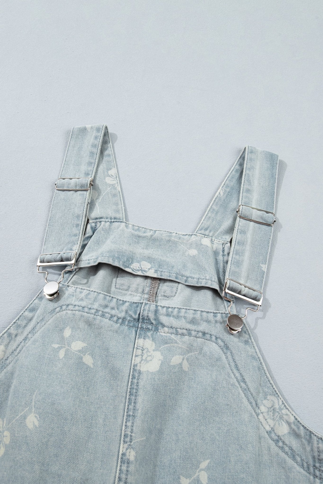 Floral Adjustable Strap Washed Denim Mini Dress | Zarnesh - ZarneshDresses/Mini Dresses