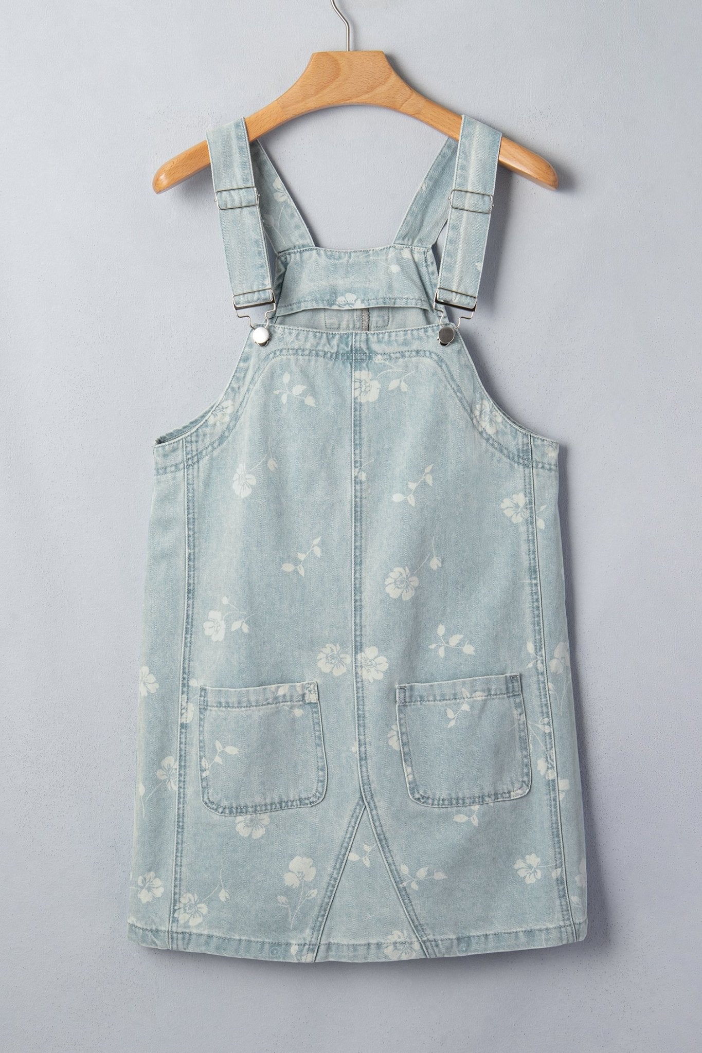 Floral Adjustable Strap Washed Denim Mini Dress | Zarnesh - ZarneshDresses/Mini Dresses