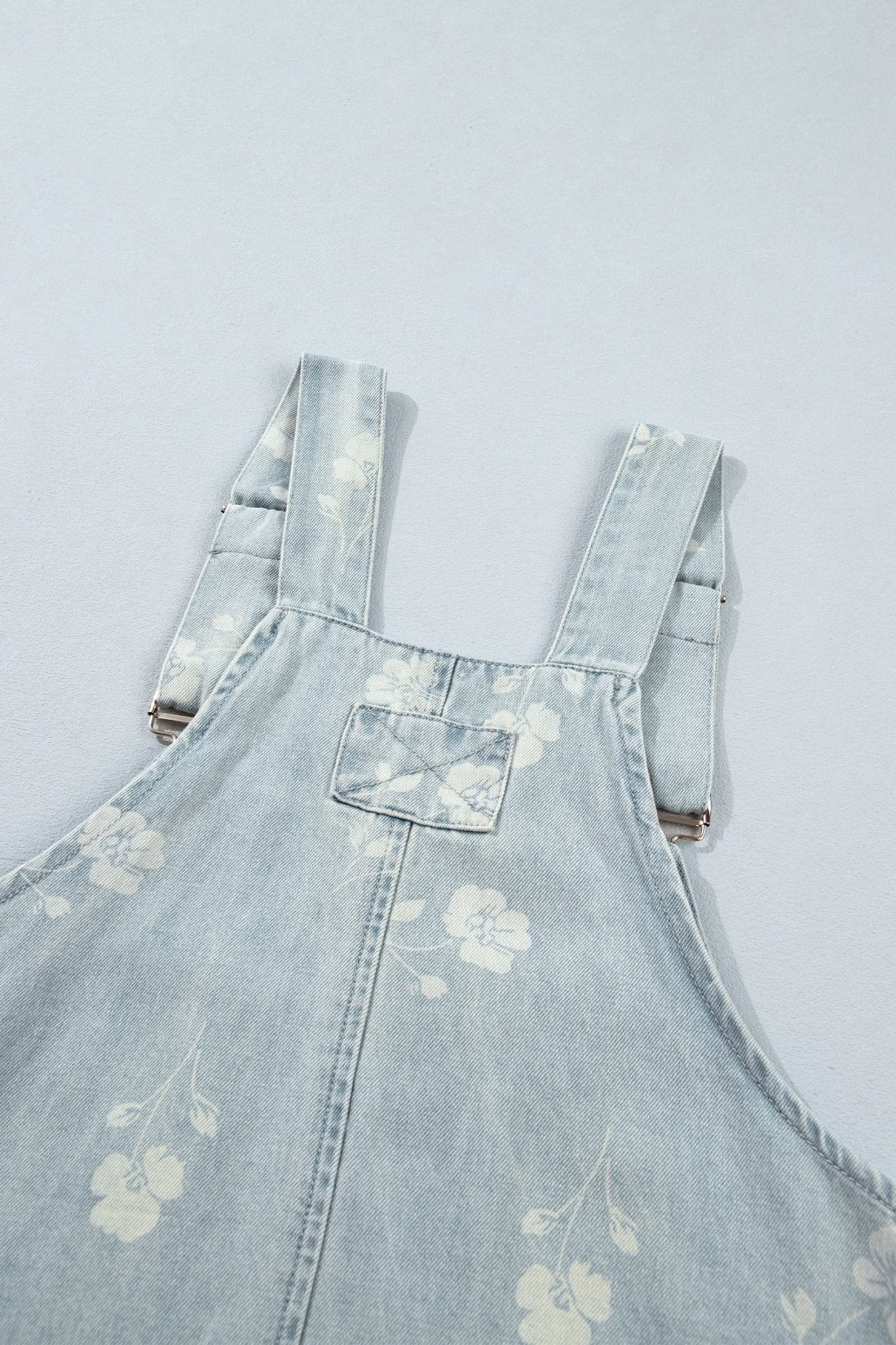 Floral Adjustable Strap Washed Denim Mini Dress | Zarnesh - ZarneshDresses/Mini Dresses