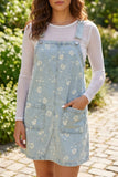 Floral Adjustable Strap Washed Denim Mini Dress | Zarnesh - ZarneshDresses/Mini Dresses