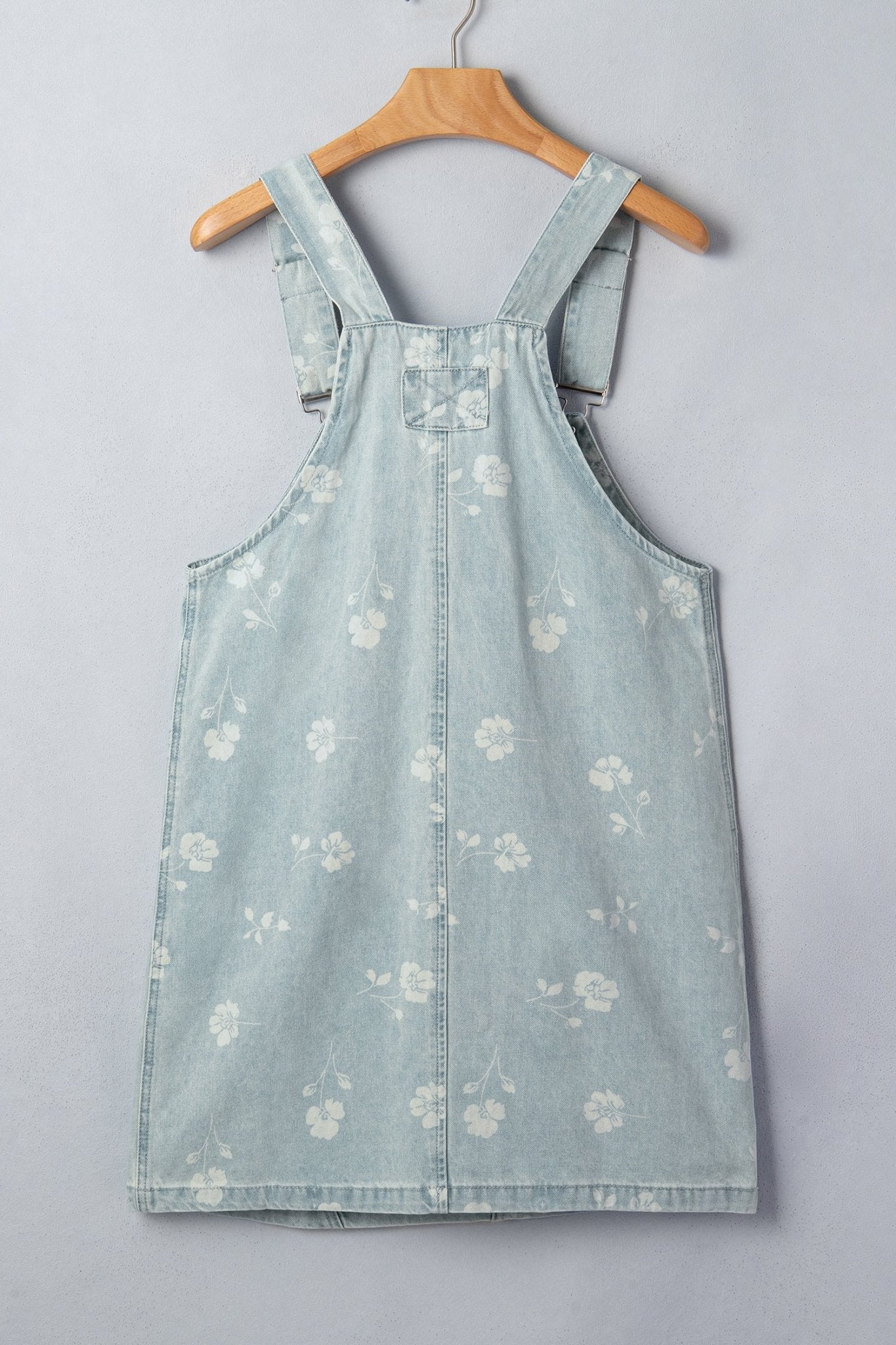 Floral Adjustable Strap Washed Denim Mini Dress | Zarnesh - ZarneshDresses/Mini Dresses