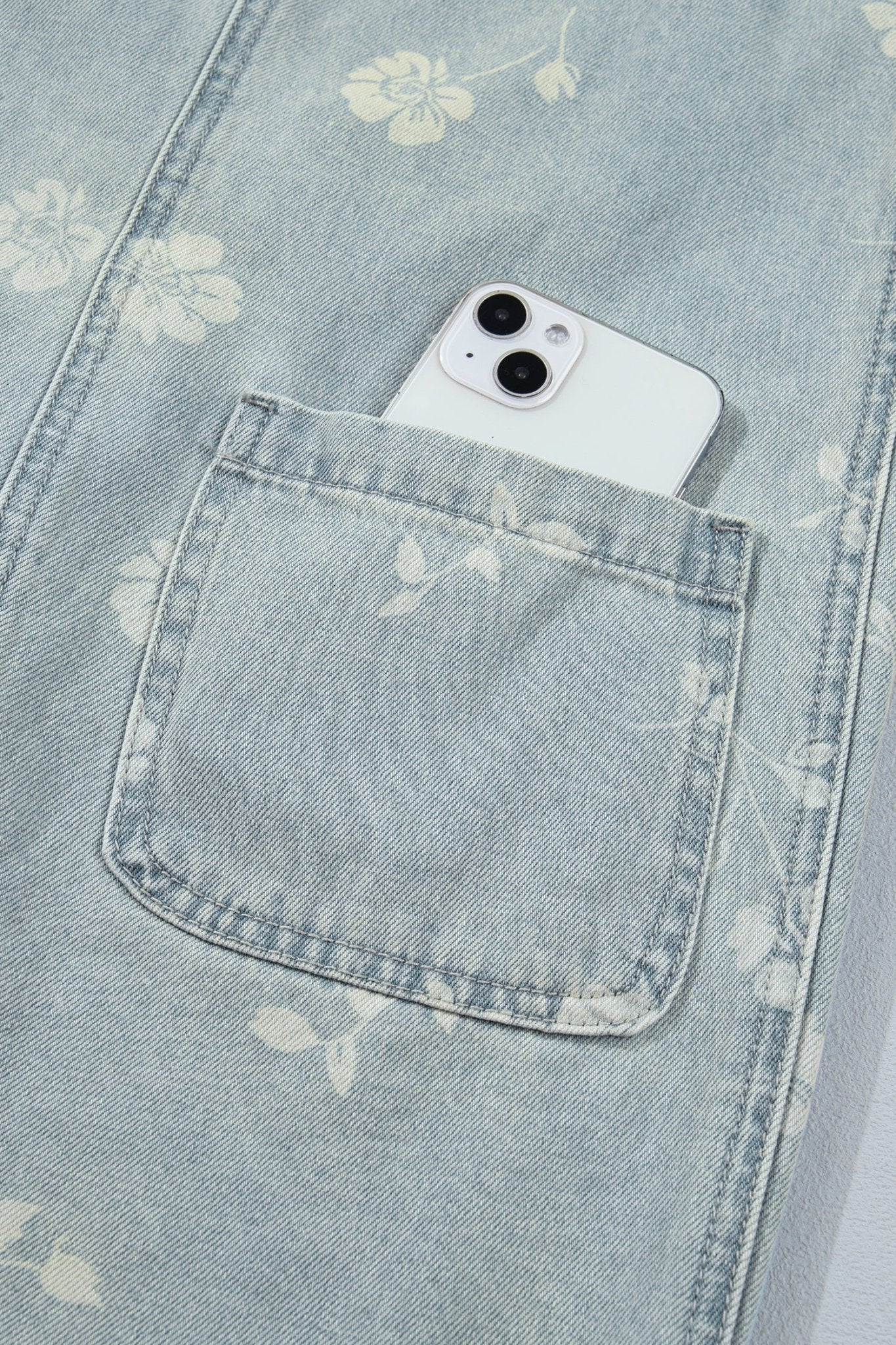 Floral Adjustable Strap Washed Denim Mini Dress | Zarnesh - ZarneshDresses/Mini Dresses