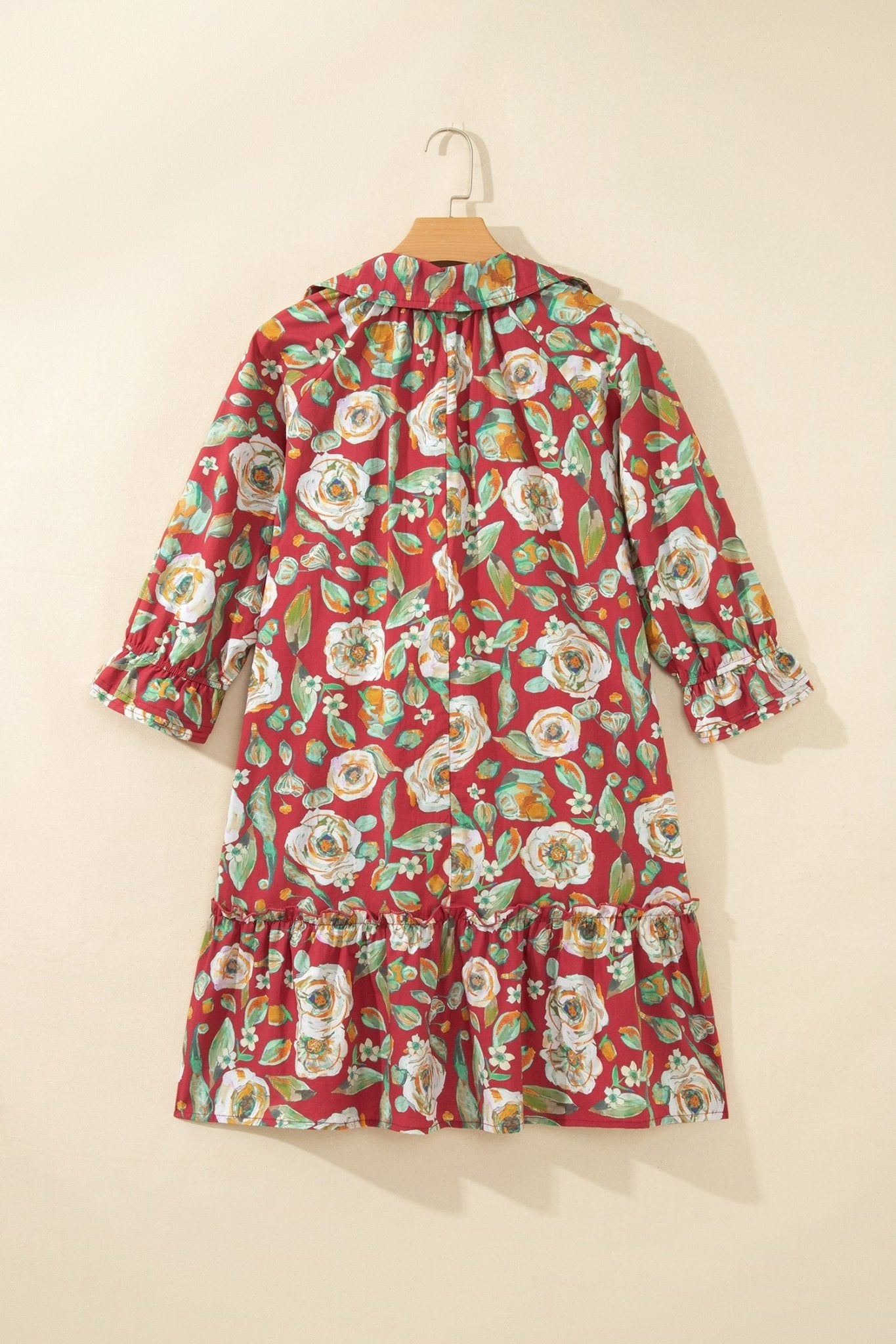 Floral Print Shift Ruffle Cuff Babydoll Dress | Zarnesh