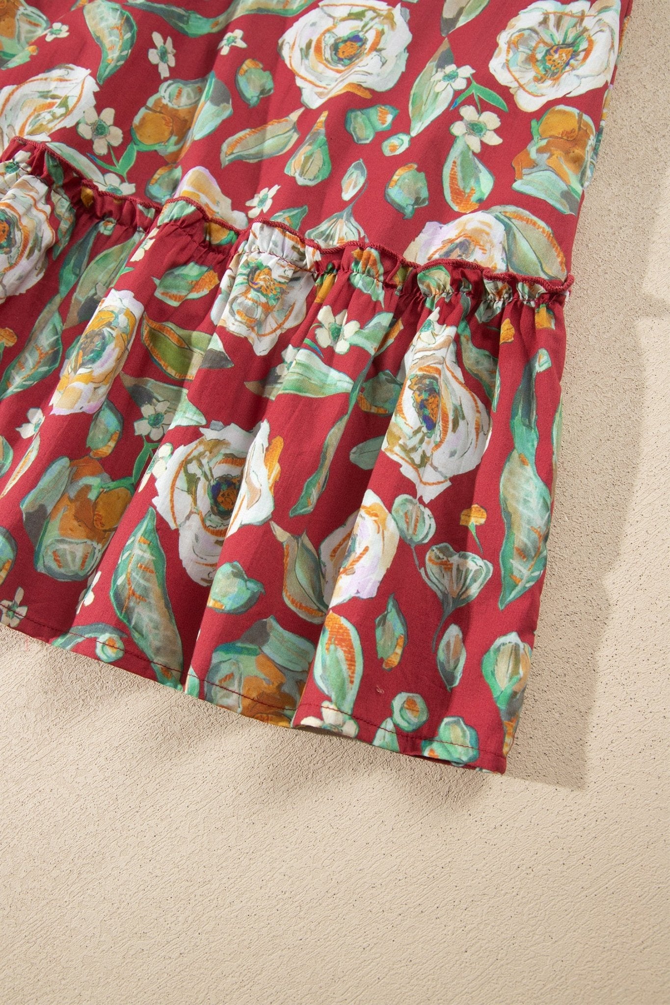 Floral Print Shift Ruffle Cuff Babydoll Dress | Zarnesh