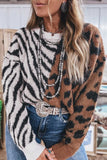 Fuzzy Colorblock Leopard Zebra Print Sweater | Zarnesh - Zarnesh