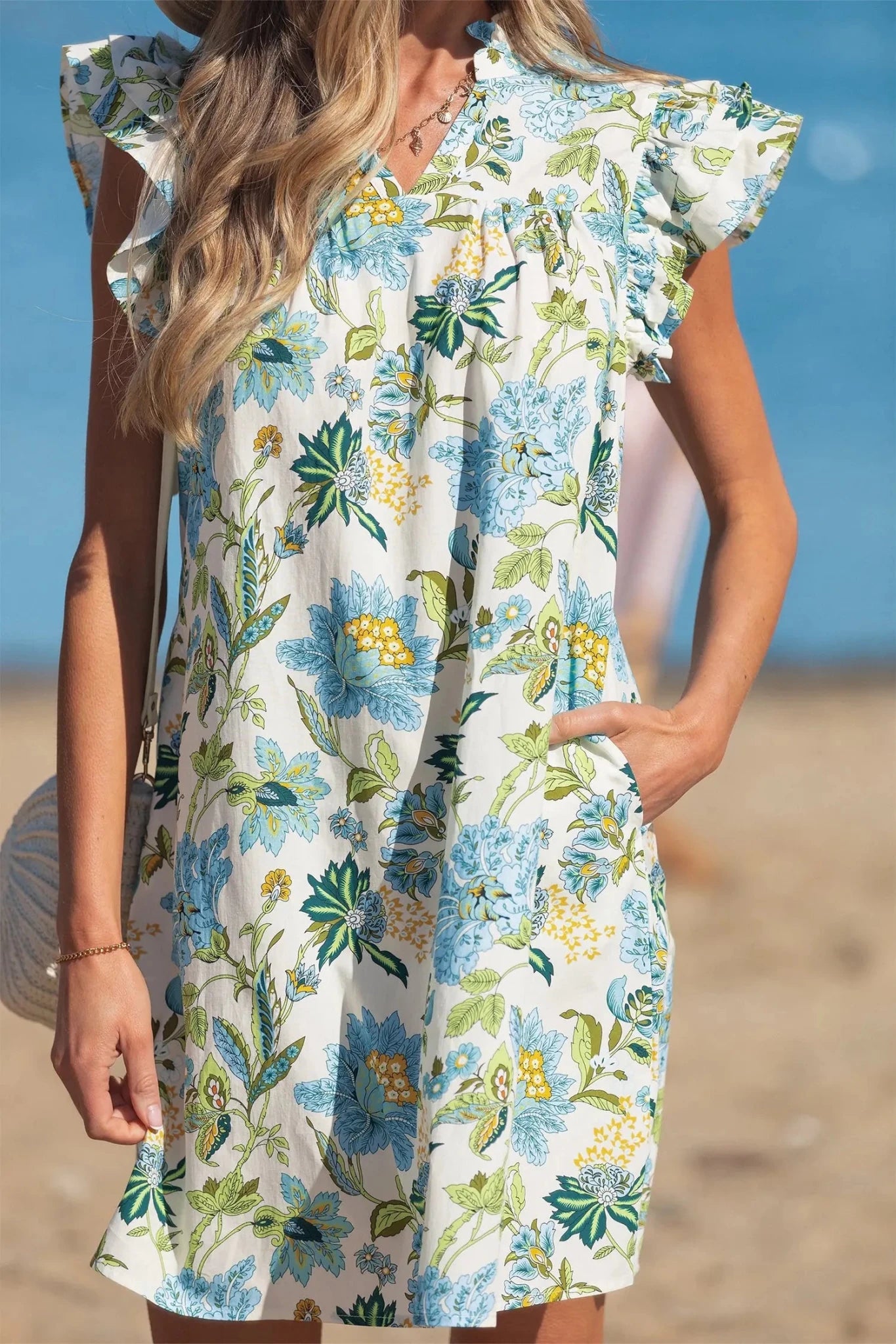 Giuliana Floral Sleeve Shift Mini Dress | Zarnesh