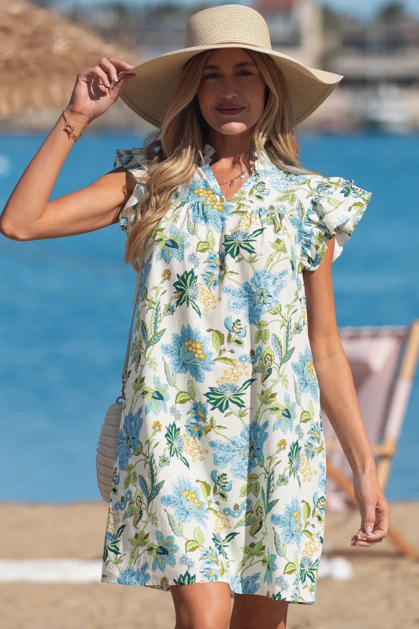 Giuliana Floral Sleeve Shift Mini Dress | Zarnesh