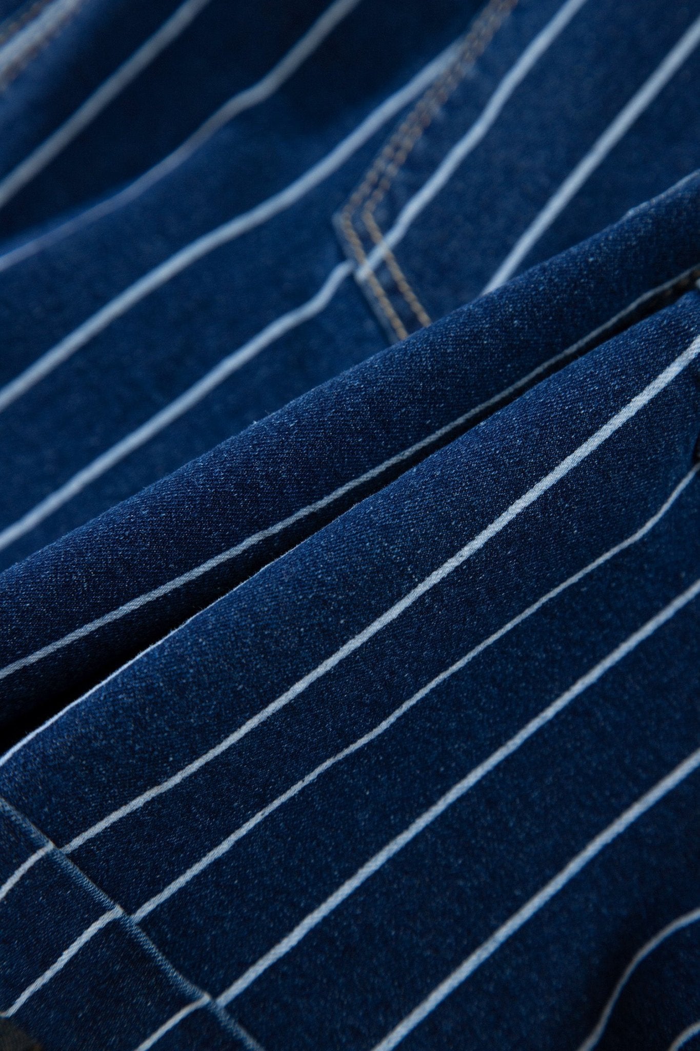 High Waisted Pinstripe Cuffed Denim Shorts | Zarnesh