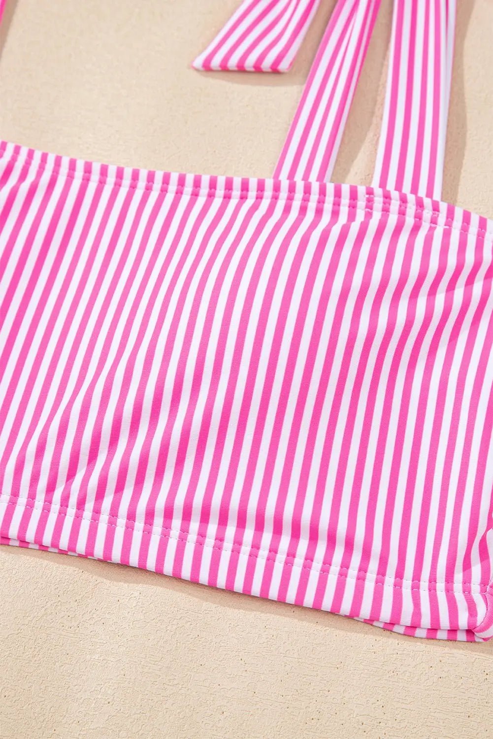 High-Waisted Stripe Knot Stripe Bikini Set | Zarnesh