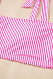 High-Waisted Stripe Knot Stripe Bikini Set | Zarnesh