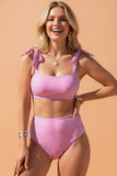High-Waisted Stripe Knot Stripe Bikini Set | Zarnesh