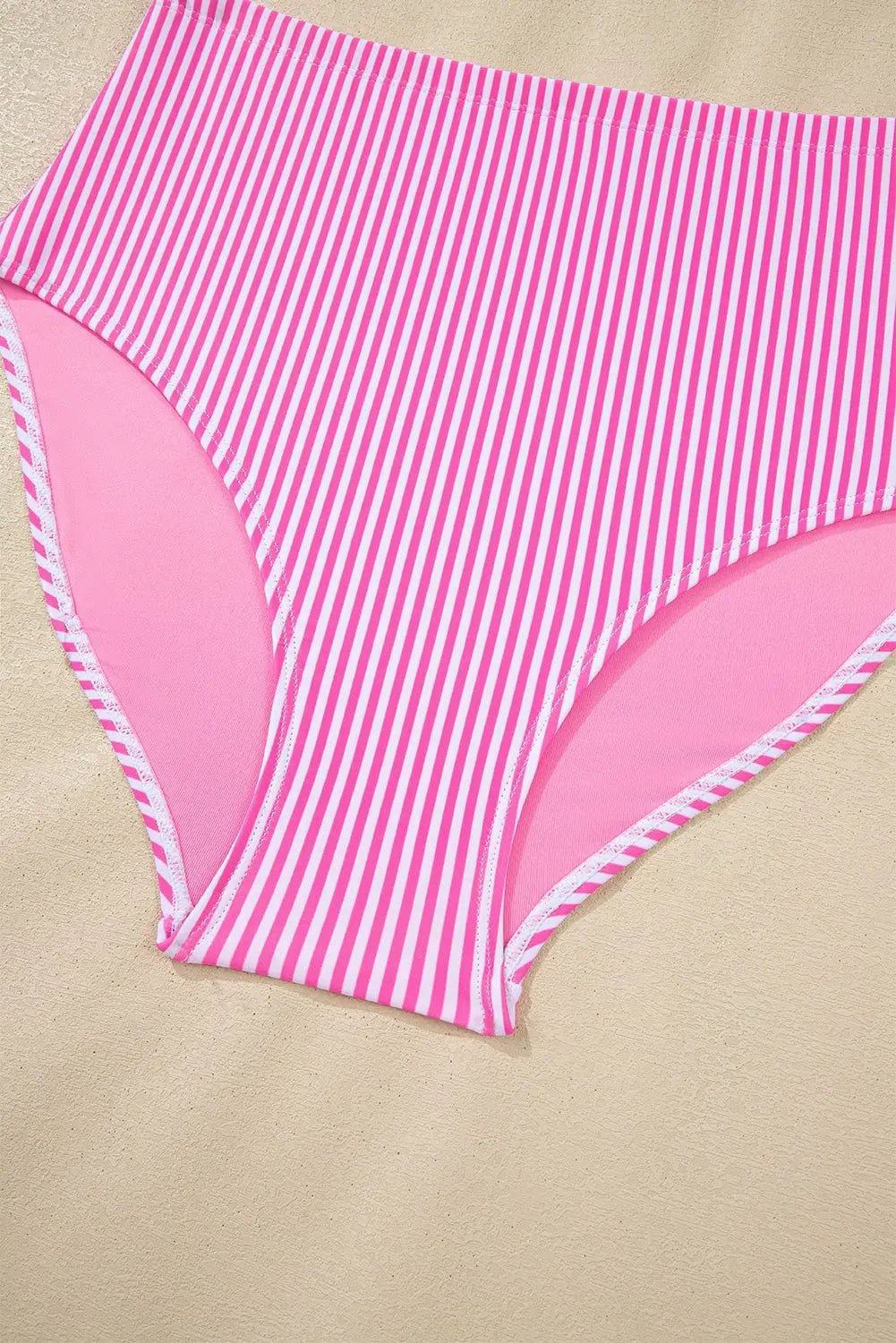 High-Waisted Stripe Knot Stripe Bikini Set | Zarnesh