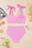 High-Waisted Stripe Knot Stripe Bikini Set | Zarnesh
