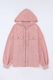Pink hoodie with a zipper on a white background