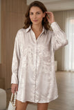 Jacquard Textured Satin Button Front Mini Dress | Zarnesh