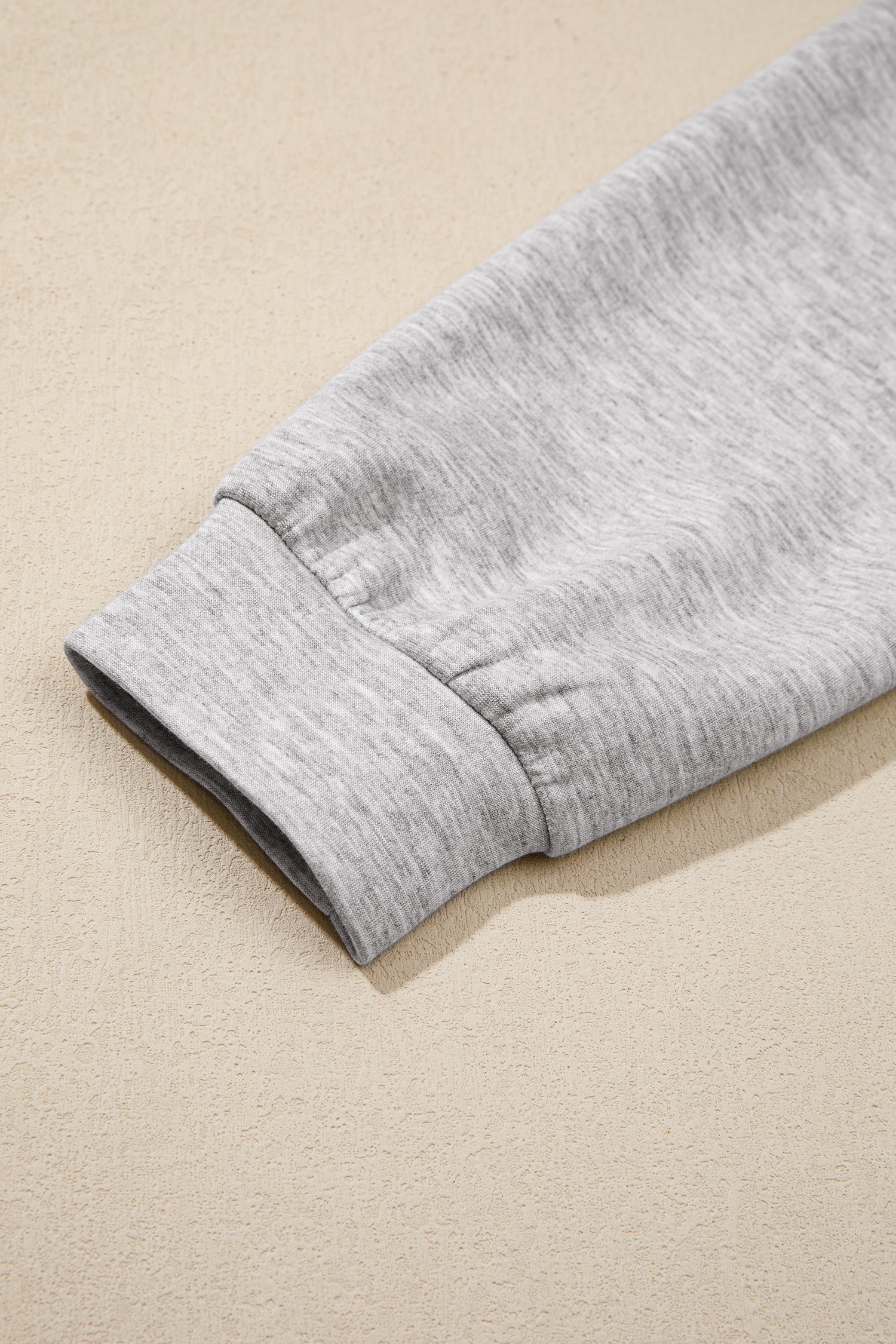 Heather gray crop top ribbed cuff detail