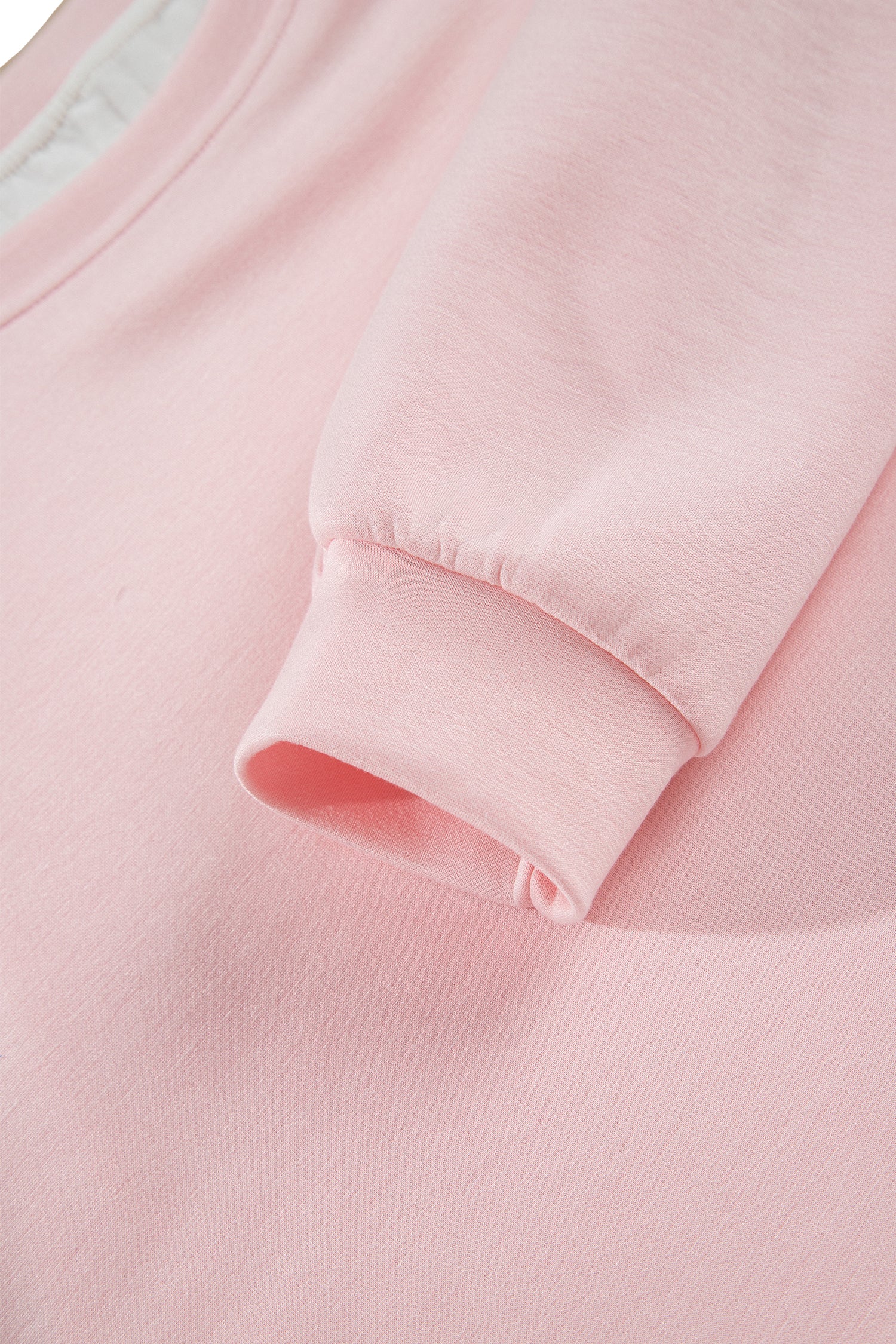 Pink crop top ribbed cuff detail