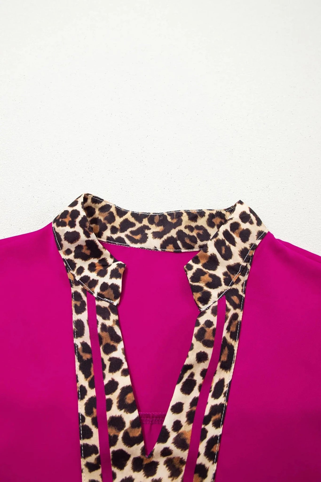 Leopard Patchwork Trim Short Sleeve Blouse | Zarnesh