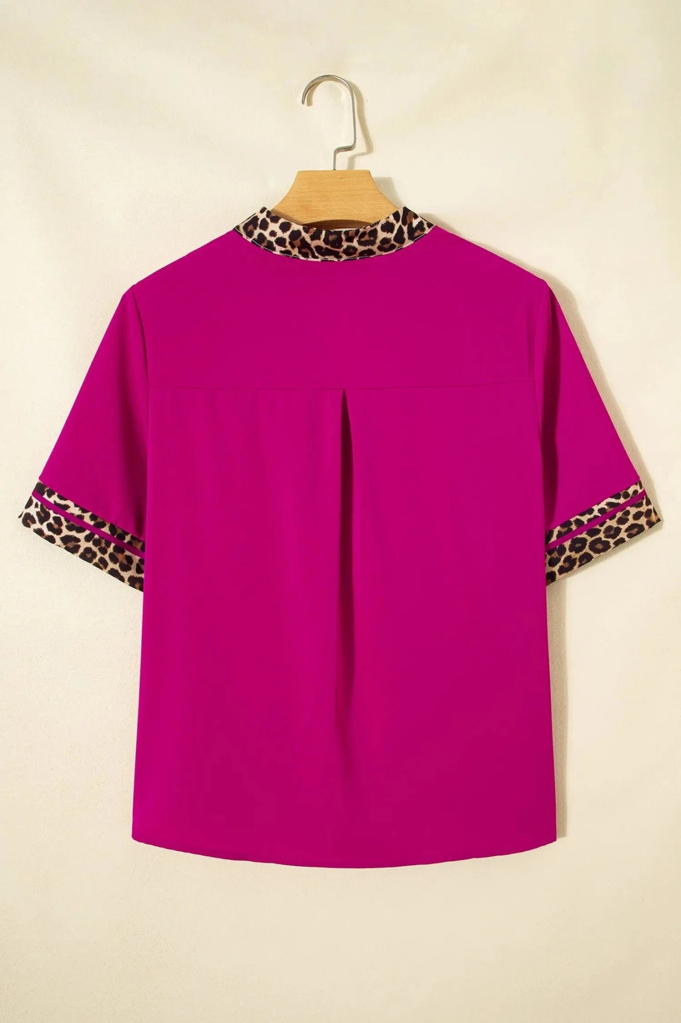 Leopard Patchwork Trim Short Sleeve Blouse | Zarnesh