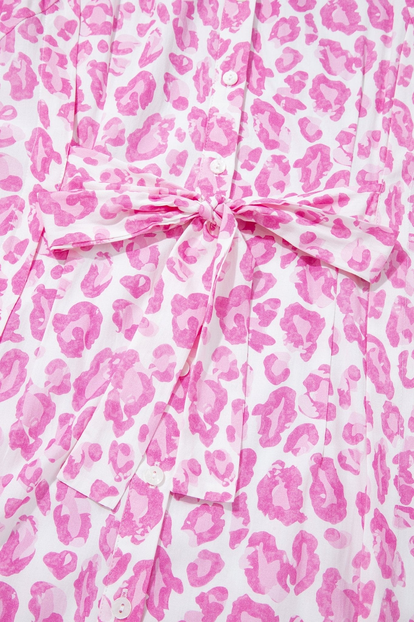 Leopard Print Puff Sleeve Tie Waist Shirt Dress | Zarnesh