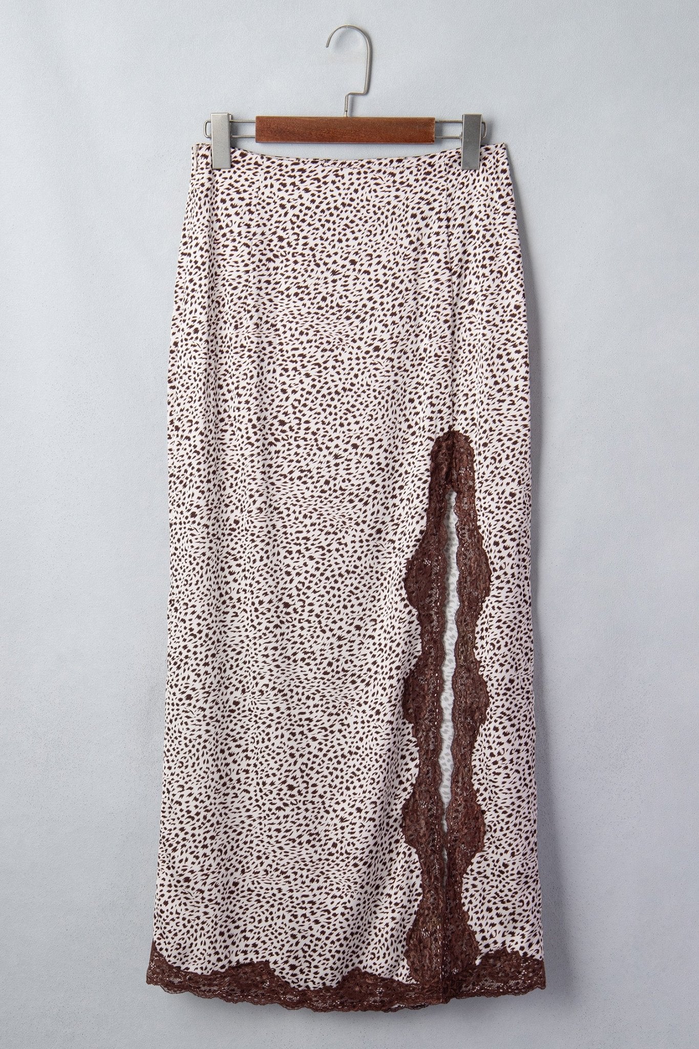 Leopard Print Trim Side Split Midi Skirt | Zarnesh
