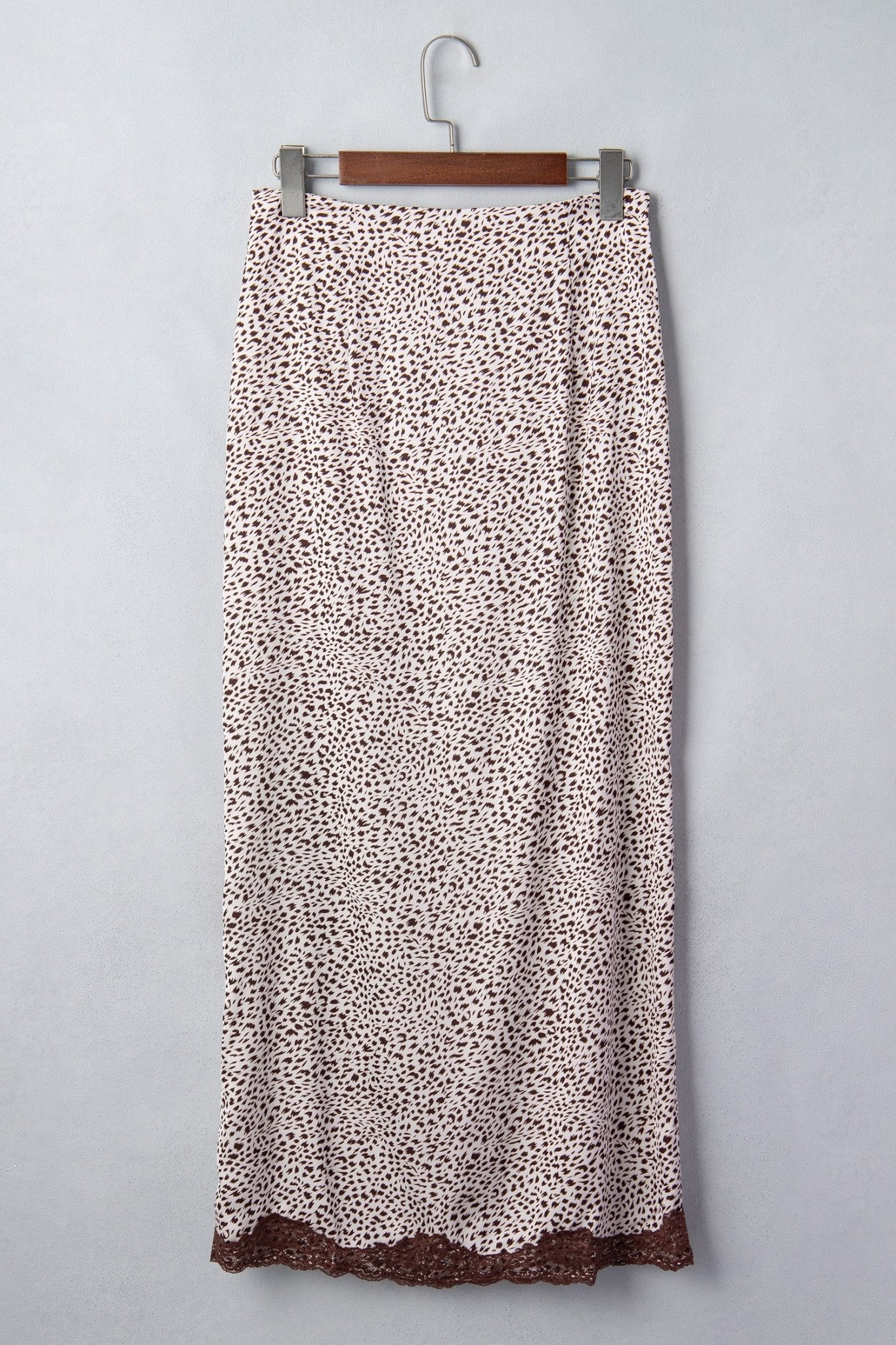 Leopard Print Trim Side Split Midi Skirt | Zarnesh