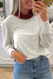 Long Sleeve Smocked Cuff Crewneck Top | Zarnesh