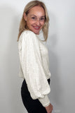 Long Sleeve Smocked Cuff Crewneck Top | Zarnesh