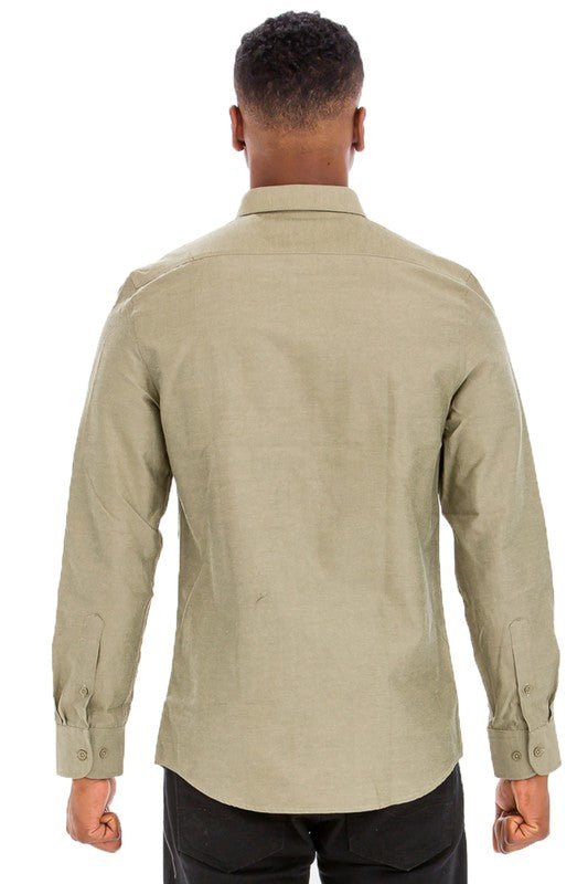 Weiv Men Casual Long Sleeve Button Down Front Faux Pocket Shirts Zarnesh