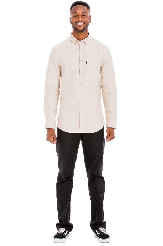 Weiv Men Casual Long Sleeve Button Down Front Faux Pocket Shirts Zarnesh
