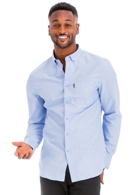 Weiv Men Casual Long Sleeve Button Down Front Faux Pocket Shirts Zarnesh