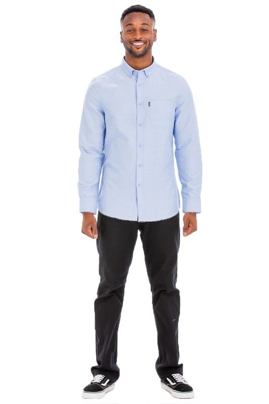 Weiv Men Casual Long Sleeve Button Down Front Faux Pocket Shirts Zarnesh