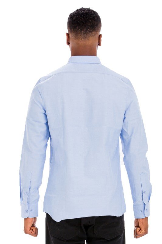 Weiv Men Casual Long Sleeve Button Down Front Faux Pocket Shirts Zarnesh