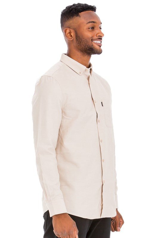 Weiv Men Casual Long Sleeve Button Down Front Faux Pocket Shirts Zarnesh